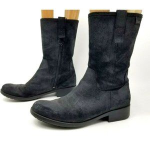 Camper Mid Calf Black Pull On Leather Moto Boots Womens Size 39 US Size 9 Shoes